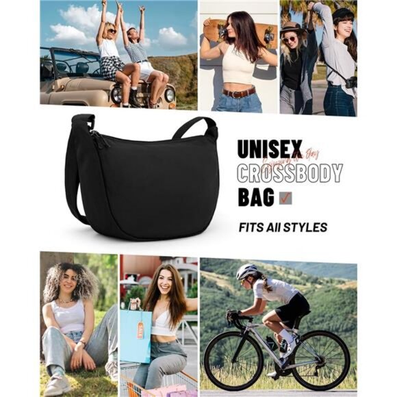 Small Sling Crossbody Bag for Women Men Trendy, Mini Crescent Bag with Strap - Picture 6 of 7